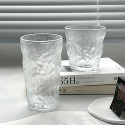Light Luxury Wine Glass, Glacier-Patterned Glass Drinking Cup, High-Value Juice Drink Cup, Tea Cup, Beer Cup for Men and Women, Suitable for Home Use