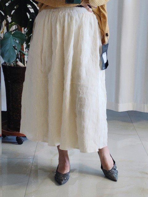 Craft fabric stereo gauze skirt female spring and autumn pocket splicing mid -long skirt commute A panton yarn skirt
