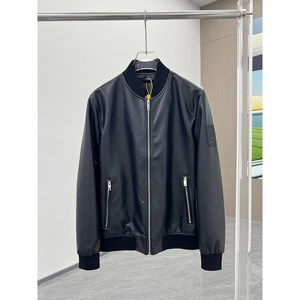 
European high-end trendy European goods 2025 spring fashion baseball collar casual men's PU leather jacket jacket