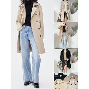 
OOhome new product Swedish single old money style high-intelligence classic double-breasted design mid-length windbreaker jacket