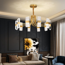 Modern Minimalist Chandelier, All-Copper Light Luxury Living Room Main Light, Bedroom Flowing Light, New Smart Dining Room Light, Nordic Lighting Fixtures