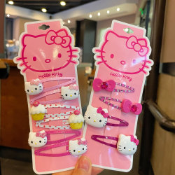 New Children's Cartoon Kt Cat Hair Clips, Cute Side Clips, Bangs Clips, Japanese and Korean Hairpins, Soft Girl Clips, Hair Accessories, Complete Set