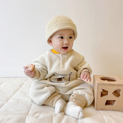 Korean Style Spring Baby Jumpsuit, Super Cute and Stylish Bear Fleece Romper, Full Moon Outing Crawling Clothes, Baby Clothes