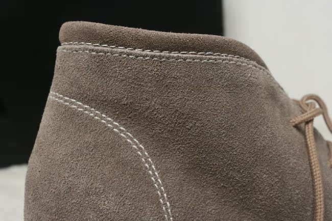 磨砂皮女靴高筒坡跟真皮