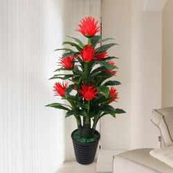 Artificial Anthurium Potted Plant, Large Fake Green Plant Ornament for Living Room, Plastic Lucky Indoor Decorative Simulation Plant