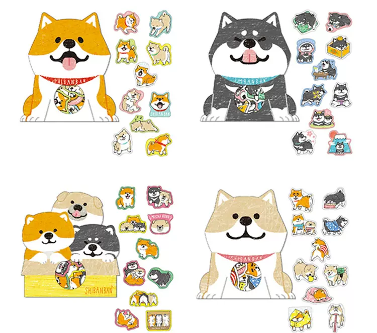 現貨日本限定柴犬Shiba Inu 豆柴可愛貼紙日記本居家隨手貼-Taobao