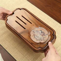 South American Walnut New Chinese Style Small Water-Draining Tea Tray Pure Solid Wood Kung Fu Tea Table Office Home Tea Tray