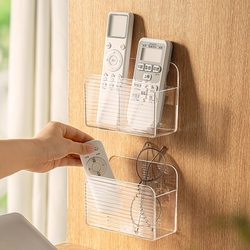 Remote Control Storage Box, Wall-Mounted, No-Drill Wall Shelf, Phone Holder, Bathroom Storage Organizer
