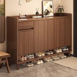 Shoe Cabinet and Storage Cabinet Integrated Against the Wall for Small Apartments, Antique-Style Solid Wood Entryway Shoe Rack and Storage Cabinet