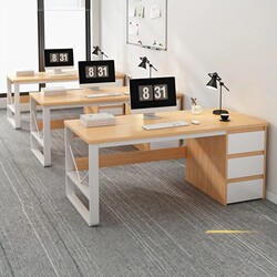 Simple and Modern Office Desk, Staff Workstation, Desktop Desk and Chair Combination, Simple Computer Desk with Drawers