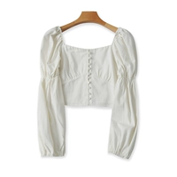 (Трансграничная торговля), короткий летний фонарь, приталенная универсальная модная рубашка, квадратный вырез