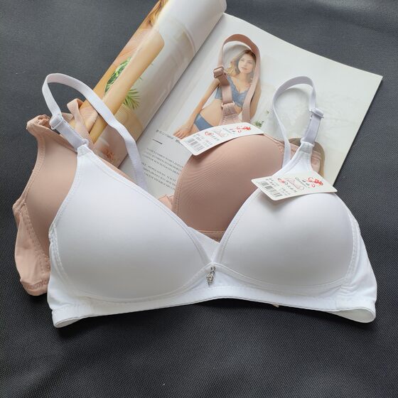 Chang'e Girl Student Thin Small Breast Underwear No Wires Single Breasted Mother's Bra Glossy