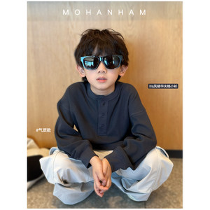 
Kevin's Children's Clothing Spring and Autumn New Product Boys' Korean Style Loose Waffle Children's Long-Sleeved T-Shirt