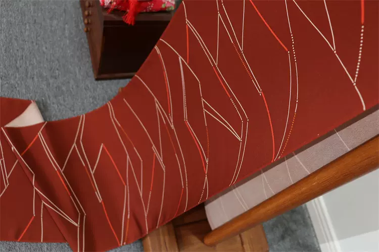 红褐色线条小纹羽尺 日本正绢反物旗袍汉服桑蚕丝布料面料-Taobao