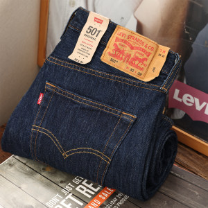 Atong NiuShe Genuine Levis 501 Washed Original Color Loose Mid-waist Straight Jeans Men's Pants