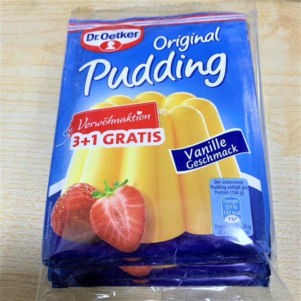 Free shipping from 4 bags of dr.oetker pudding strawberry vanilla flavor pudding powder 1 piece for 4 people