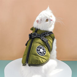 Pet cotton vest clothes plus cotton thickened warm dogs and cats cotton coats in winter with chest and back pet clothing foreign trade
