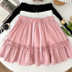 Sweet and versatile lace-up bow high waist slim fungus ruffled skirt anti-exposure short skirt cake skirt women