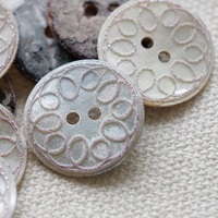 British Textile Garden Lace Shell Button - Exquisite Glitter Pattern, 18mm Size