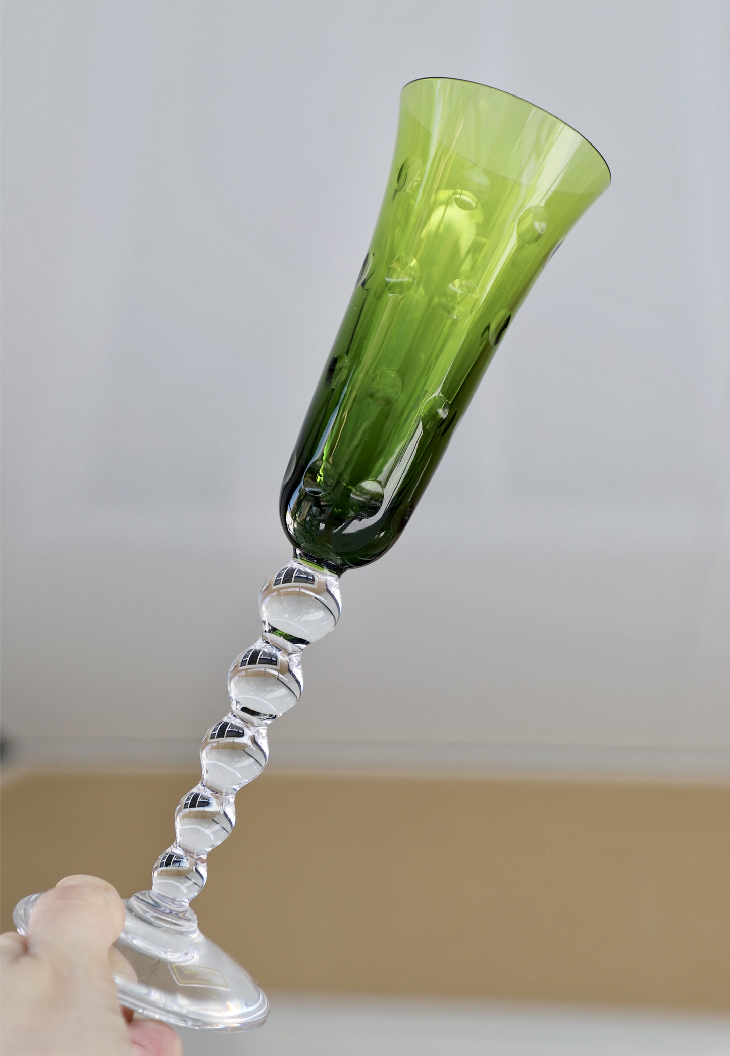 仏　saint-louis/サン•ルイ クリスタル色被せカット シャンパングラス 仏 saint-louis/サン•ルイ クリスタル色被せカット シャンパングラス