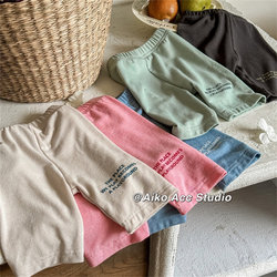 Aiko Acc Korean New Kidsren's Basic Letter Printed Cotton Tight Cycling Pants Leggings