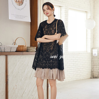 Short-sleeved slimming suit two-piece Korean dress