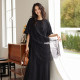 Weiyu large-size women's lace suspender dress 2025 summer new loose half-sleeved side-slit casual skirt
