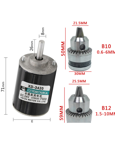 CHANCS PermWanent Magnet DC 24v 7000RPM Motor 30W Iceland - View #2