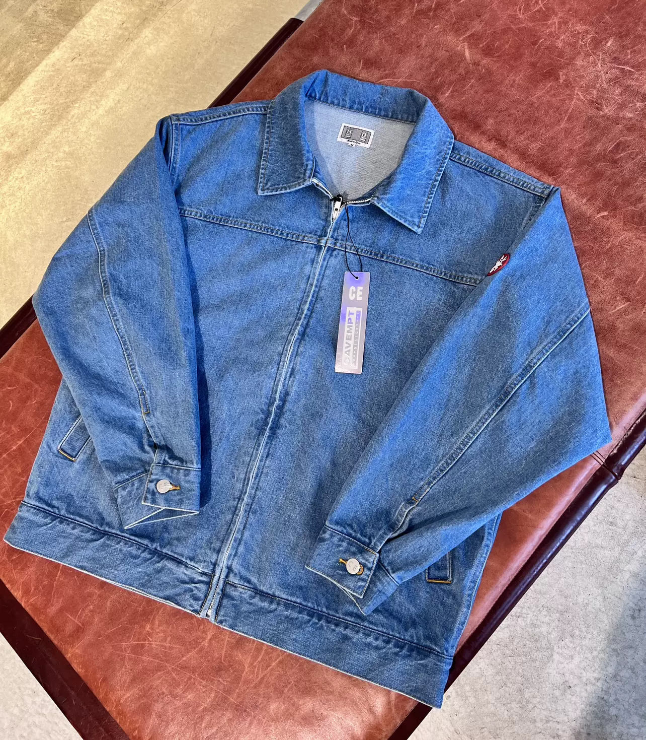代购】C.E CAVEMPT 24SS WASHED DENIM ZIP JACKET 牛仔夹克-Taobao 