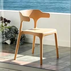 Dining Table and Chairs for Home Use, Sturdy and Durable, Thickened, with a Light Luxury and High-End Feel, Stackable Plastic Dining Room Chairs with Backrest