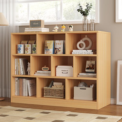 Bookcase and Storage Cabinet Integrated into the Living Room, Wall-Mounted Simple Grid Cabinet, Storage Low Cabinet, Bookshelf, Floor-Standing Storage Rack with Cabinet Door