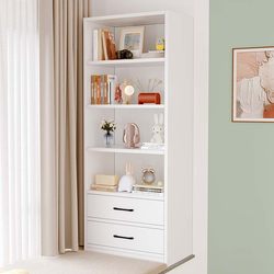 Bookshelf Floor-Standing Storage Rack Living Room Integrated Wall-Mounted Storage Rack Balcony Bay Window Cabinet with Drawers Home Storage Bookcase