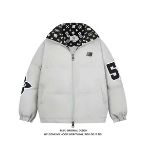 
Billionaires BUFU American retro bread coat cotton coat jacket men and women winter couple national fashion brand printed cotton coat