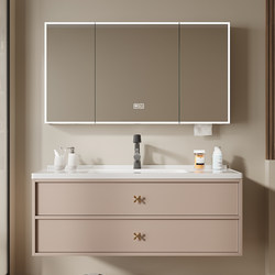 Huiqu Ceramic Integrated Basin Bathroom Cabinet Set Washbasin Bathroom Sink Smart Bathroom Cabinet with Free Shipping