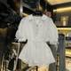 Large size waist-retracting puff sleeve white shirt short-sleeved women's 2025 new fat mm high-end and beautiful half-sleeved top
