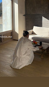 Lonslan spring and summer self -made niche design high -necked strap dress long skirt
