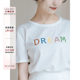 apipedream simple casual top colorful letter printed white short-sleeved T-shirt for women.