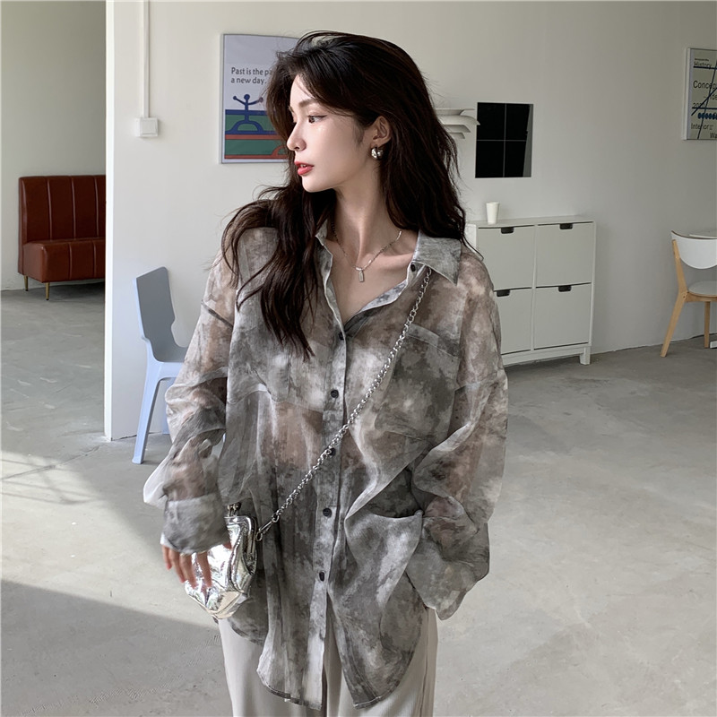 Tiedye Hong Kong style shirt for women spring and summer 2024 new