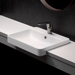 Cobell Square Bathroom Cabinet with Semi-Embedded Basin, Semi-Built-In Countertop Basin, Washbasin, European-Style Art Basin