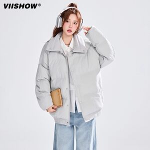 VIISHOW American contrasting color stand-up collar cotton coat for men winter 2025 new trendy brand loose couple cold-proof and warm jacket