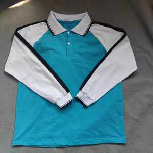 
Customized spring and autumn men and women's same pure cotton long-sleeved T-shirt blue spliced ​​white lapel casual sports POLO shirt