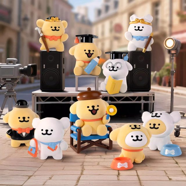 New genuine Maltese line puppy life theater blind box small golden retriever small white trendy toy flocking ornaments gift