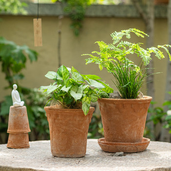 
Handmade stoneware flowerpot red pottery pastoral gardening style