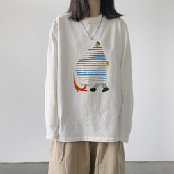 White Pure Cotton Long-Sleeve T-Shirt for Women, 2025 Autumn New Sweatshirt, Inner Layer Top, Loose White Autumn Shirt, Base Layer Shirt