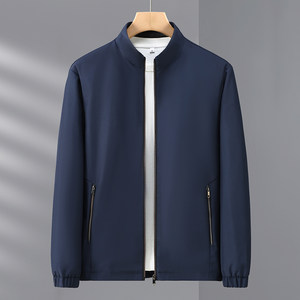 
High-end stand-up collar jacket for men spring and autumn style business casual middle-aged and elderly dad executive men's jacket long-sleeved top