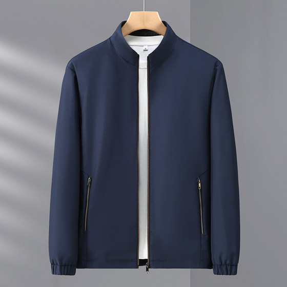 
High-end stand-up collar jacket for men spring and autumn style business casual middle-aged and elderly dad executive men's jacket long-sleeved top