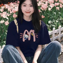 100% Pure Cotton Short-Sleeved T-Shirt for Women, New Summer Style, Loose Oversize, Slimming, Brightening, Versatile, Regular Shoulder Half-Sleeve Top