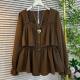 2025 autumn new large-size women's clothing fashionable and stylish, slimming and square collar waist-hugging temperament long-sleeved women's shirt
