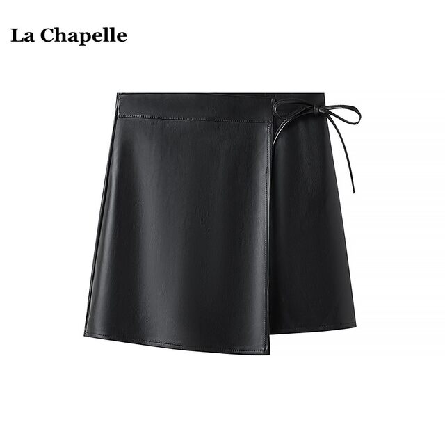 La Chapelle/La Chapelle autumn new style a-line hip skirt women's lace skirt pu short skirt