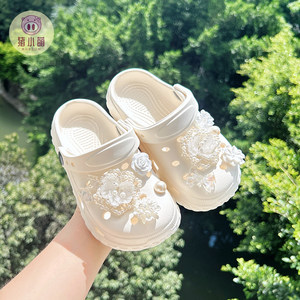 
2026 New Children's Summer Pearl Flower Princess Slippers Flip-flops Women's Outerwear Summer Girls' Summer Croc Shoes